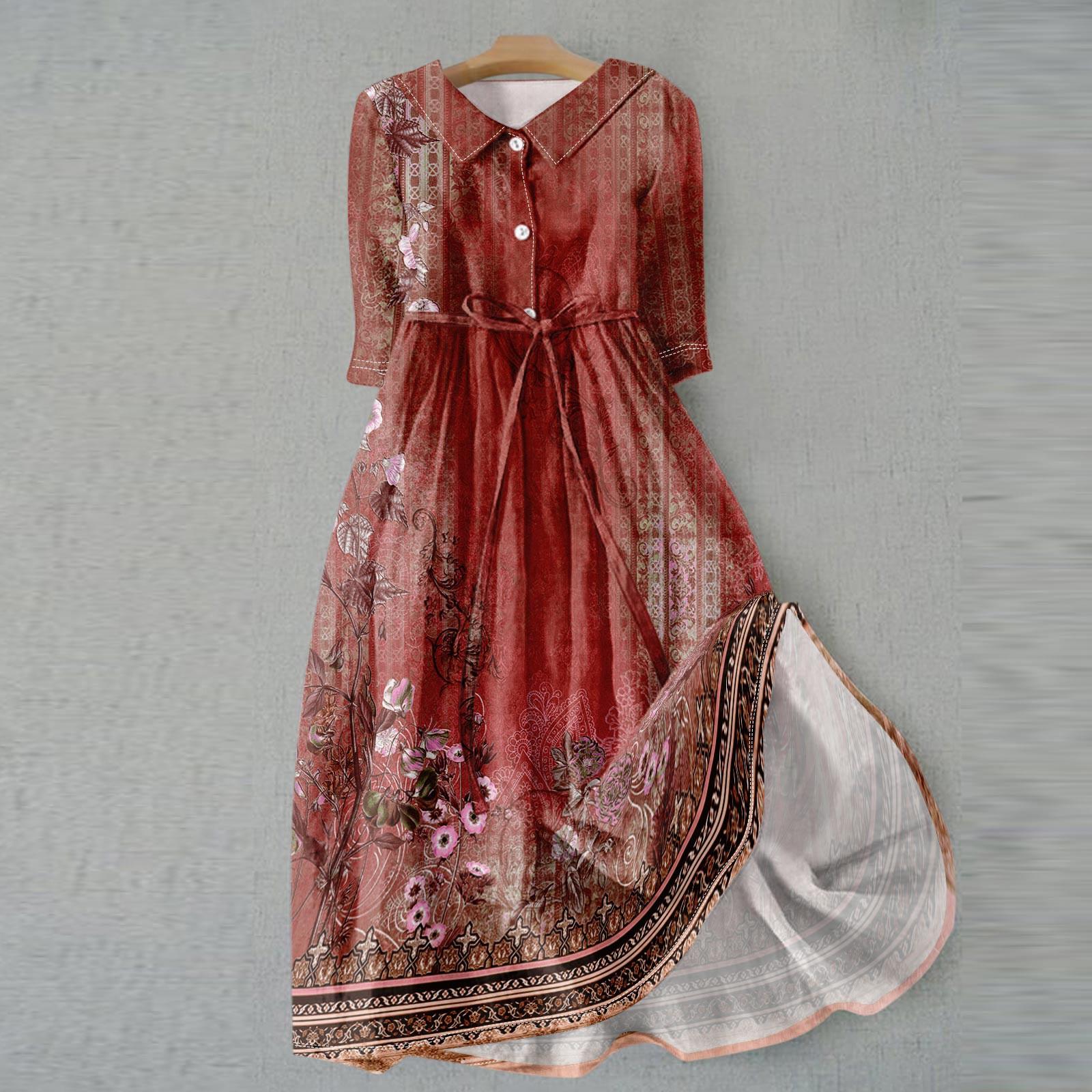 

Женская мода повседневное платье с воротником на лацкане и пуговицами с рукавами 3/4 и бретелями S красный