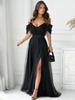 Autumn 2025 Elegant Spaghetti Strap High Slit Evening Dress PJ0283