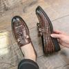 LUXUS HERREN LEDERSCHUHE SCHWARZ KAFFEE SLIP ON SCHLANGENPRINT KLEID HERREN FREIZEITSCHUHE HOCHZEIT BÜRO BANKETT Loafers Schuhe für Herren