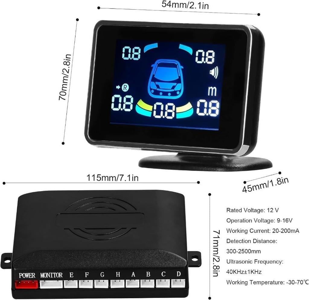 Car Parking Sensor Reverse Radar System Front; Rear Support Sound Alert/Buzzer/Mute with 8 Parking
