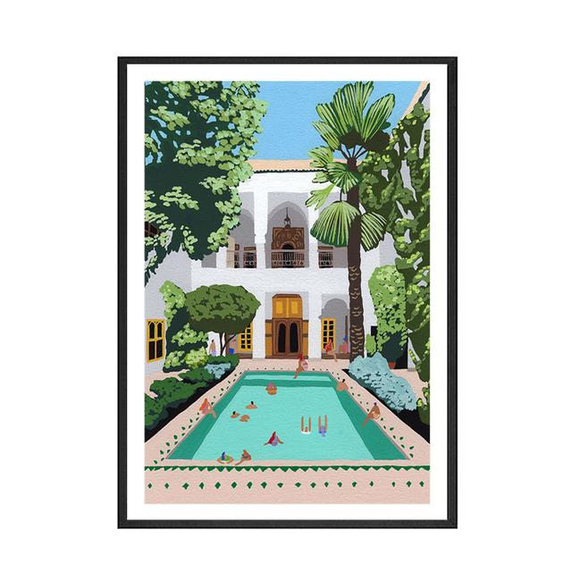 Abstract Minimalist Swimming Pool Holiday Illustration Office Decor Canvas Painting Wall Art Picture Poster Print Home No Frame