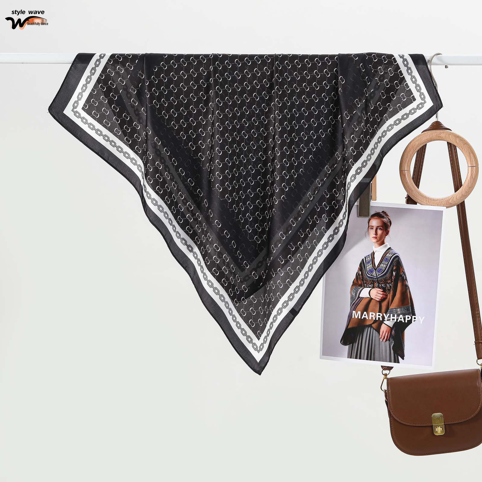 European & American Spring/Summer Designer Silk Neckerchief - Versatile 70CM Runway Scarf, New Cross-border Hot Seller 70x70CM