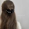 French Velvet Pearl Pleated Hair Claw – Elegant Autumn/Winter Updo Accessory