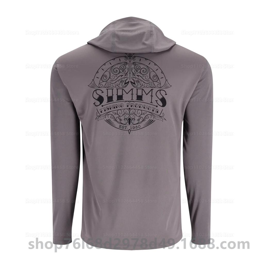 SIMMS Fishing Suit UPF50 Long Sleeve Hoodie Quick Drying Breathable Sunscreen Clothing Luya Outdoor T-Shirt New