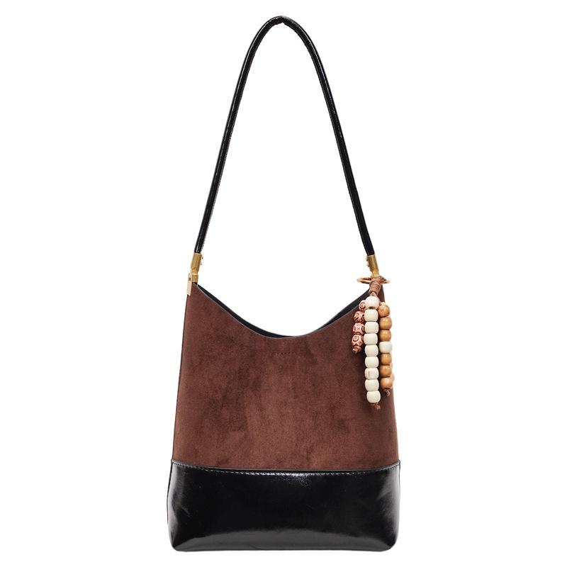 Suede bag women's large capacity autumn and winter shoulder mother bag retro commuter bucket bag