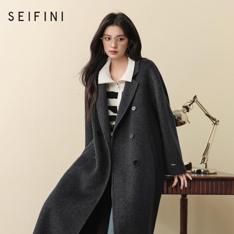 

SEIFINI Women s Lapel Wool Blend Oversized Coat S