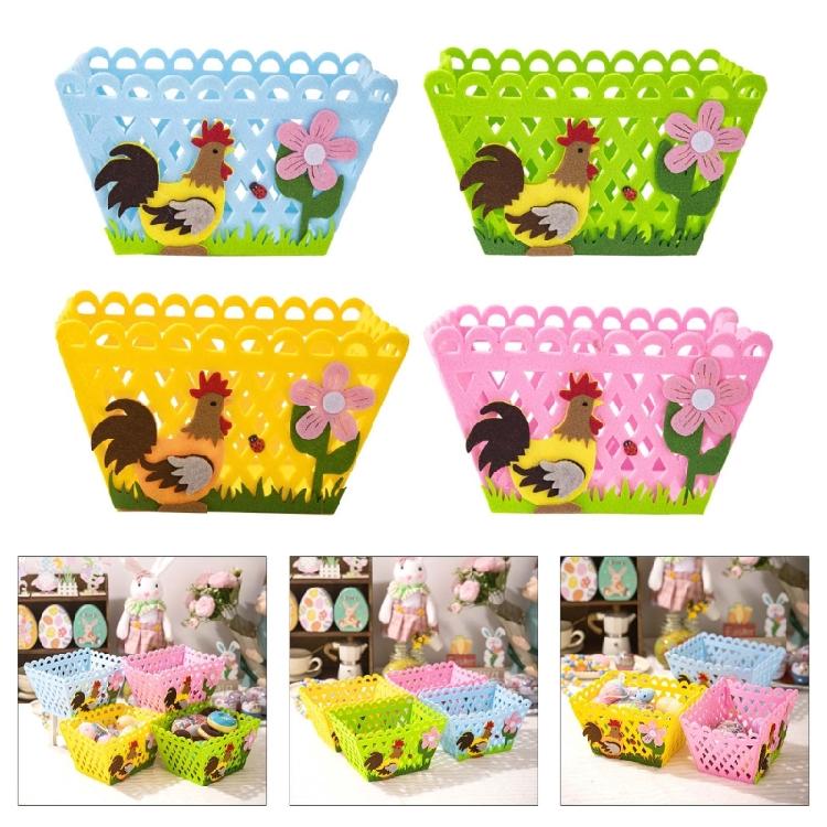 Holiday Gift Bag Features a Colorful Rooster Versatiled Storage Basket for Eggs and Candy for Parties Decoration