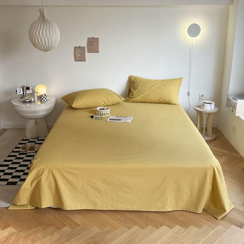 Minimalist Solid Color Skin-friendly Bed Sheet, Single & Double Size for Student Dormitory Bedroom
