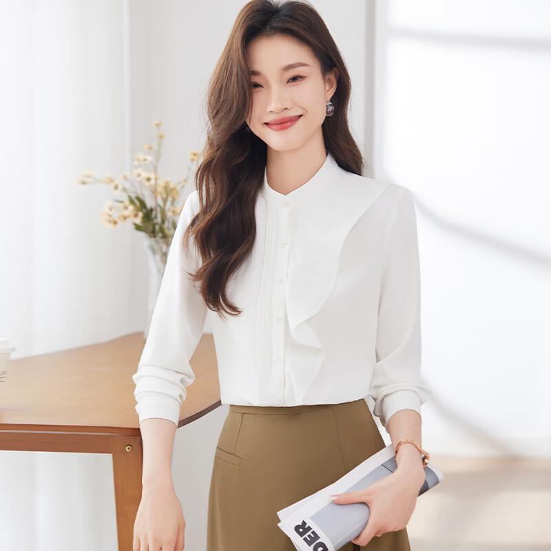 

Tluoman Women s Long Sleeve Stand Collar Professional Shirt M