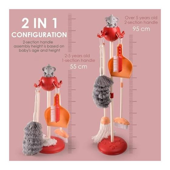 Cleaning Toy, Housework Goods, Play House, Cleaning Set, Adjustable Height (55-95cm), Pretend Play, Cleaning, Housework, Housework Toy, Educational