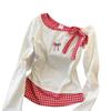 Girls Long Sleeve T Shirt With Colorblock Plaid Pattern For Spring Casual Wear
