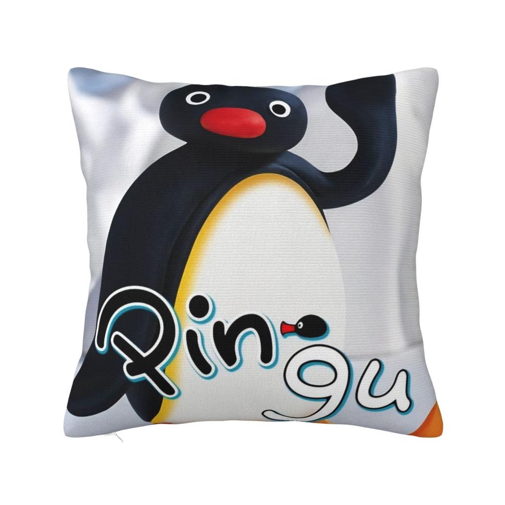 Noot Pingu Square Pillow Covers Polyester Home Penguin Cartoon Cushion Cover Cool Decorative Pillow Cover 45*45