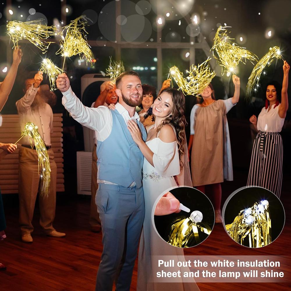 Wedding Wands Light up with LED Tinsel Wedding Streamers for Wedding Send off and Greeting Ideal Props for Weddings, Birthday