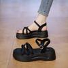 Platform Silver Open-toed Sandals Women's 2025 New Summer Out with Skirts Casual Vacation Roman Beach Shoes