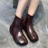Cowhide Version~ Korean Version Niche Inner Height Increase Rear Zipper Pig's Trotters Split-toe Boots Short Boots Women's 2025 New Chelsea Boots