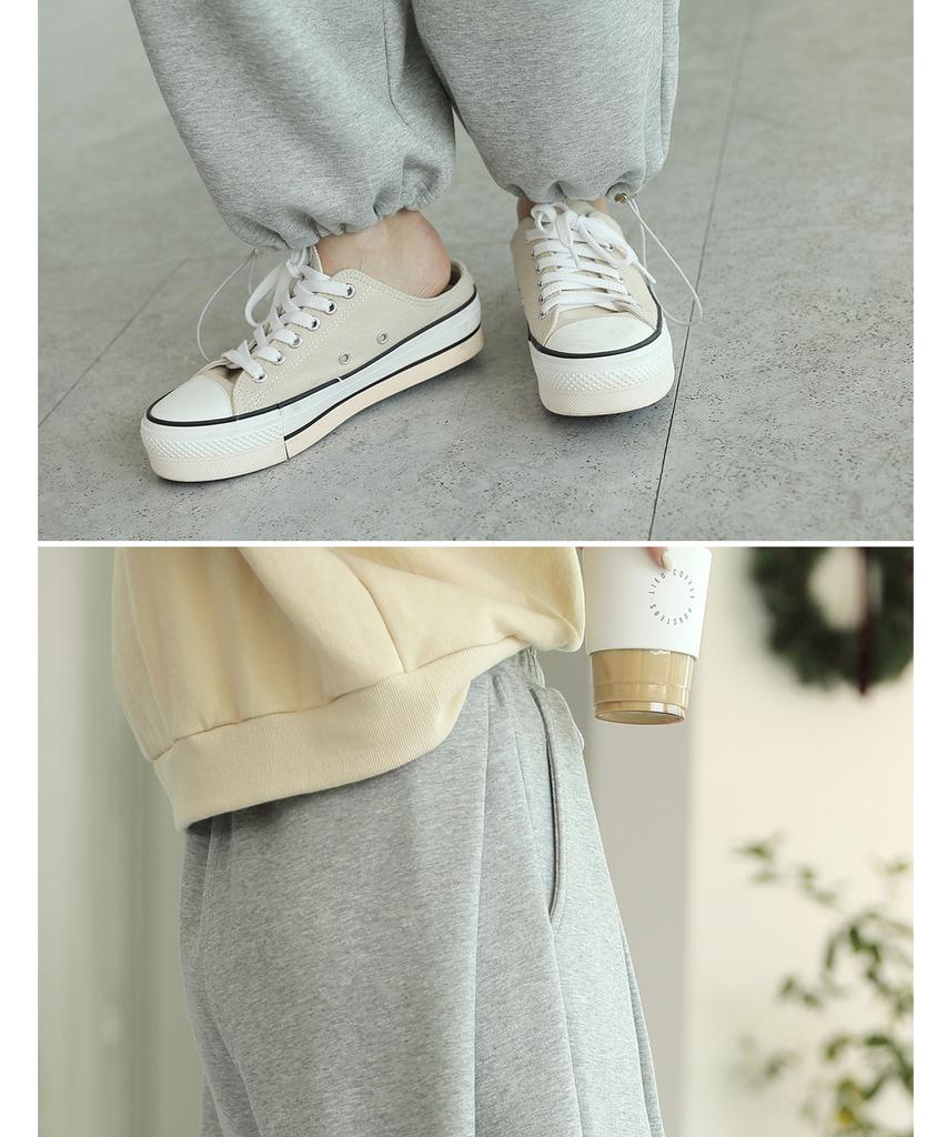 Ppaeppae String Banding Three Pintuck Hem Adjustment Jogger Wide Balloon Training Pants