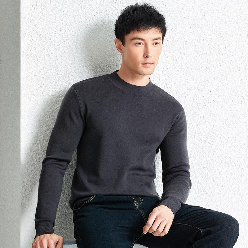 Winter Puyuan Herren Pullover 100% Wolle Halbhoher Kragen: High-End, Hautfreundlich, Leichter Luxus, Einfarbig, Warm und Bequem.