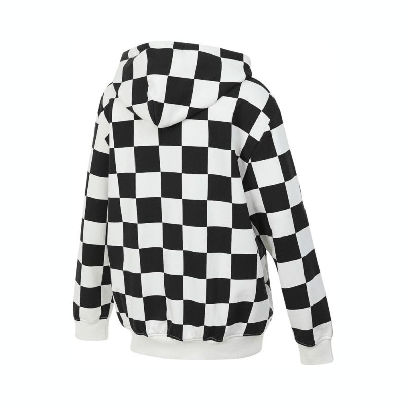 Vans Big Checker Fashion Comfortable Versatile Color Block Plaid College Style Pullover Long Sleeve Hoodie Women Hoodies Black White VN000GQVCTT