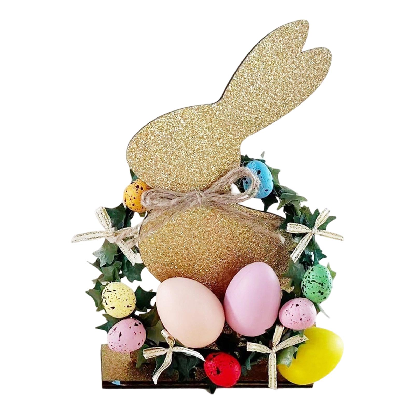 

Easter Bunny Three Piece Set Easter Egg Desktop Decoration Wooden Ornament Density Board Home Festival Decoration Material Kit One Size зелёный