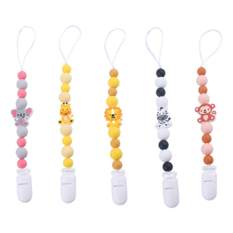 Cartoon Animal Soother Chain Baby Pacifier Holder Toddlers Pacifier Straps Teether Toy Pacifier Chain Baby Supply