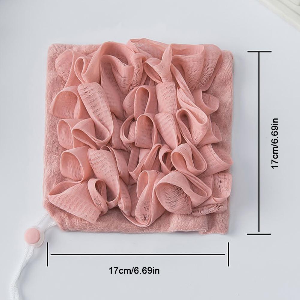 2-In-1 Bath Ball Towel Loofah with Drawstring Closure for Soap Soft Exfoliating Mesh Shower Sponge Skin Care Bathing Tool