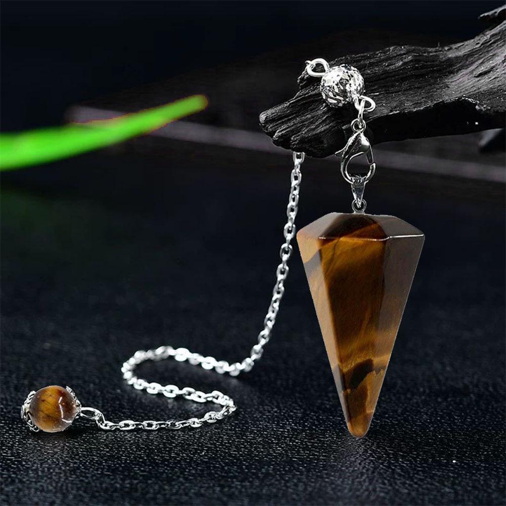Amethyst Crystal Pendulum Necklace, Raw Hexagonal Pyramid Pendant, Adjustable Yoga Jewelry