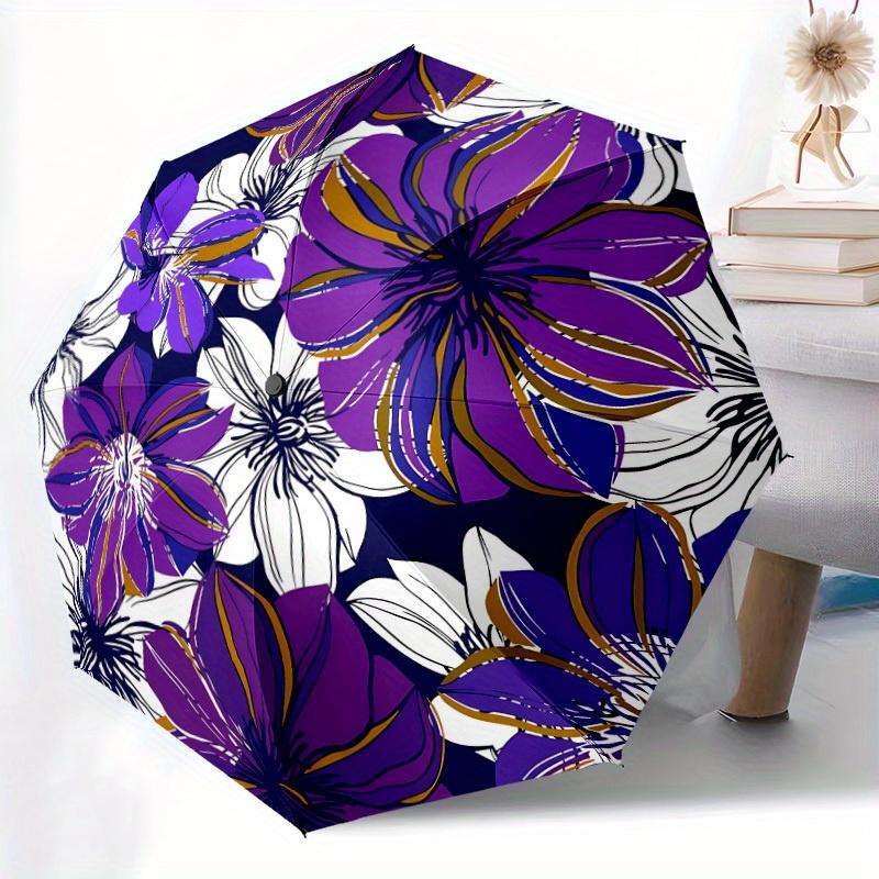 1pc Floral Pattern Automatic Open/close Folding Umbrella, Compact Portable Travel Umbrella, Perfect Birthday/Christmas, Cute Umbrella, Durab