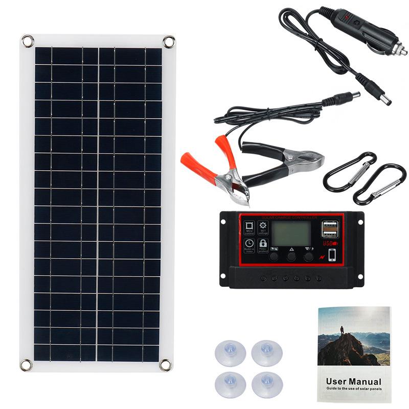Monocrystalline 10W 18V/12V Solar Panel & 10A/100A Controller Kit for RVs