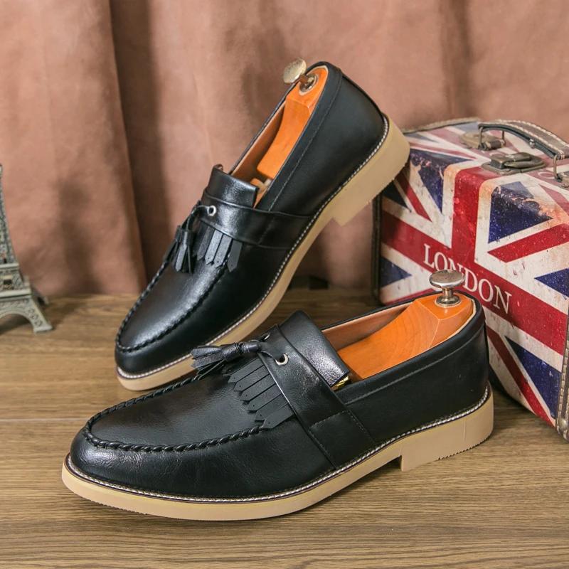 Formal Leather Men Brogues Men Loafers British Style Dress Shoes Casual Wedding Leather Shoes For Men Business Shoes Male