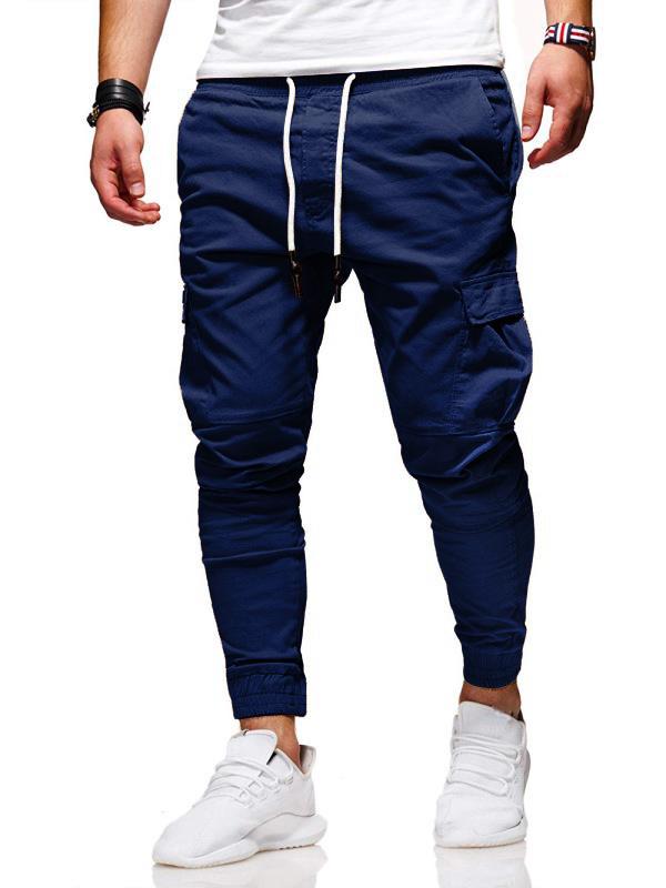 Klassieke Slim Fit Joggingbroek met 3D Patch, Trekkoord, Elastische Tailleband en Zakken voor Herfst en Winter