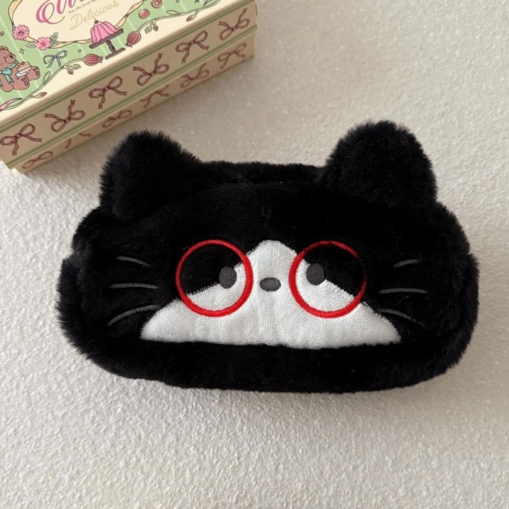Kawaii Cat Printed Pencil Case Cute Stationery Storage Bag Plush Cat Stationer Bag  Student Use