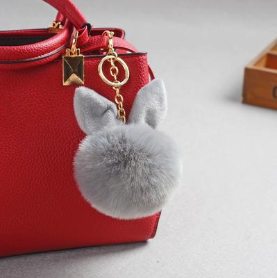 Neuer Flauschiger Schlüsselanhänger Pompon Hasenohr Spielzeug Plüschhase Schlüsselanhänger Fell Damen Tasche Anhänger Schlüsselring Auto Anhänger Halter Schmuck