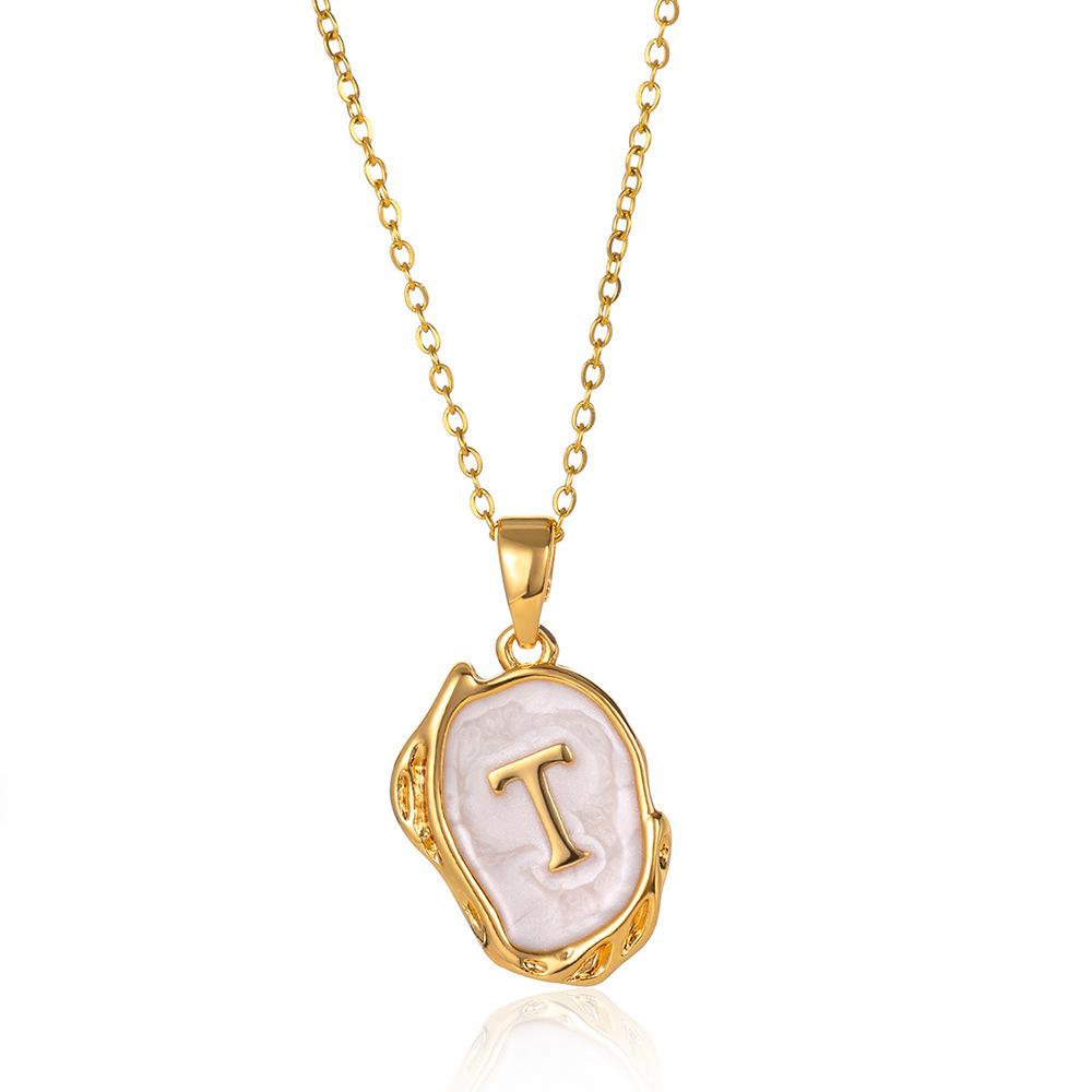 26 Letter Irregular Pendant Ladies 18K Gold-plated Letter Necklace Dating Birthday Gift