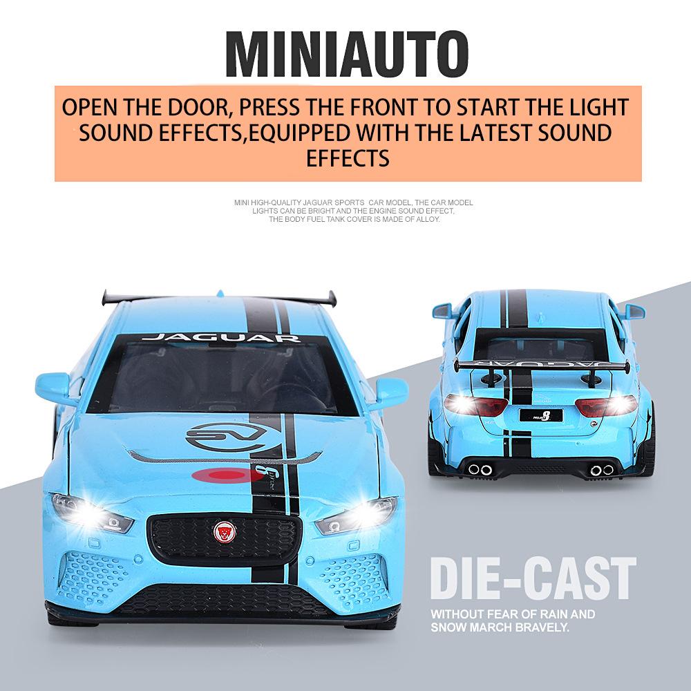 Maßstab 1:32 Jaguar Sport-Druckgussauto-Modellspielzeug, zurückziehbares Spielzeugfahrzeug mit Ton und Licht für Kinder, Kleinkinder, Jungen und Mädchen, Geschenkkollektion
