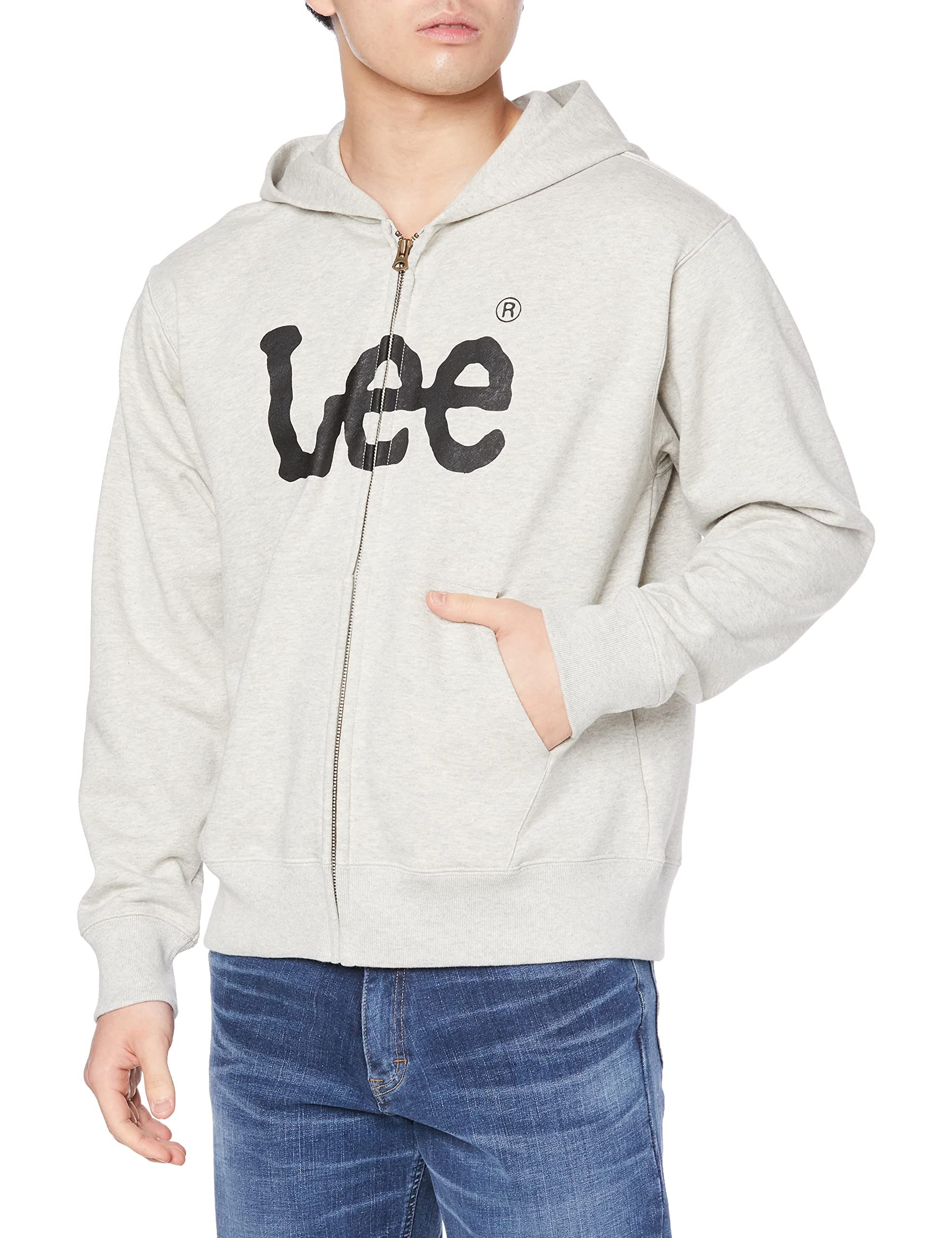 

Толстовка Lee с логотипом, вересково-серая, маленькая [Официальная] Толстовка на молнии, серая,