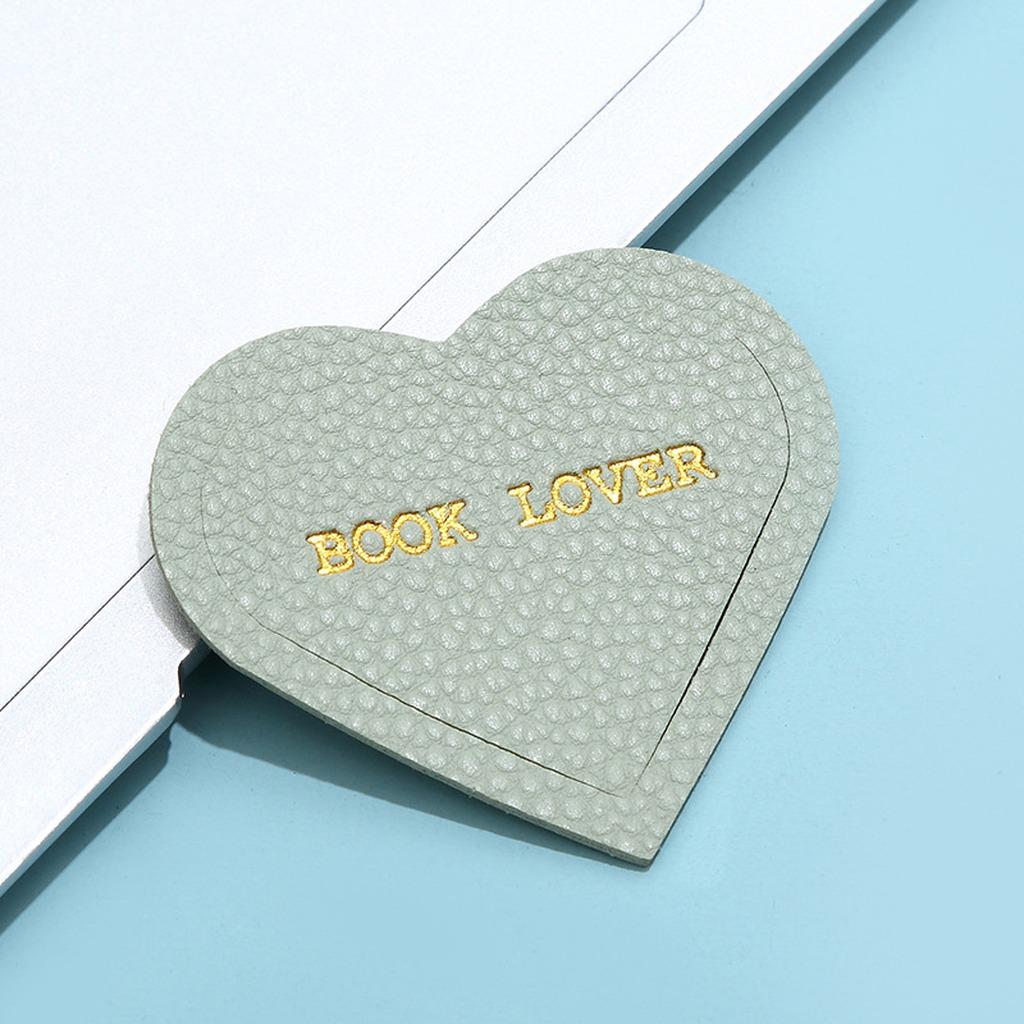 New Heart Shaped Premium PU Leather Bookmark Portable Page Clip For Book Lovers Office School Supplies Stationery Gift