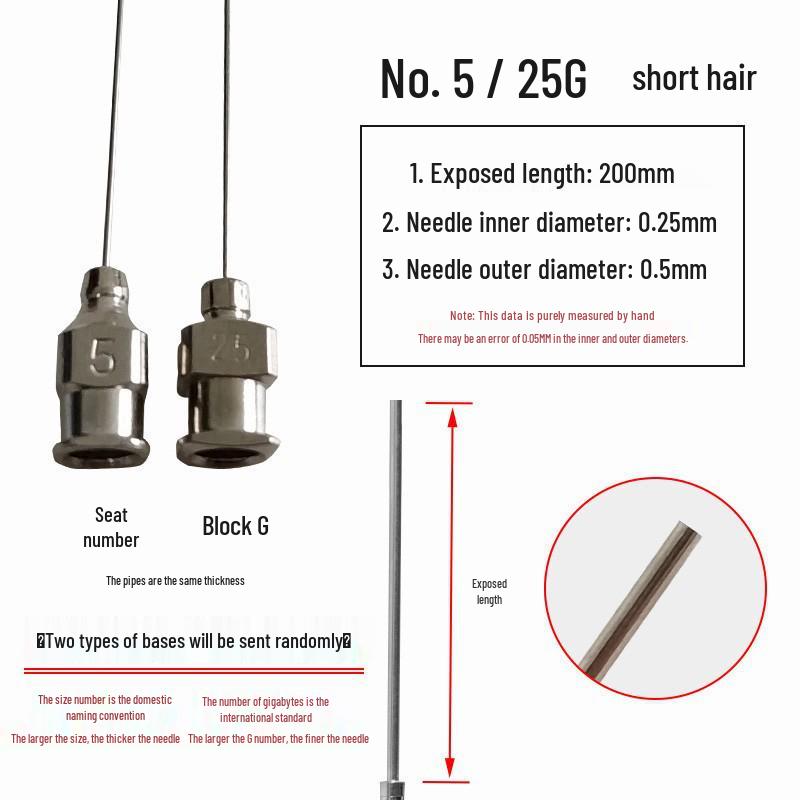 200mm Precision Stainless Steel Dispensing Needle with Pointed and Flat Tips