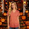 Women's V-Neck Short Sleeve Scrub Top with Pockets Gradient Tie Print Caregiver Work Uniform