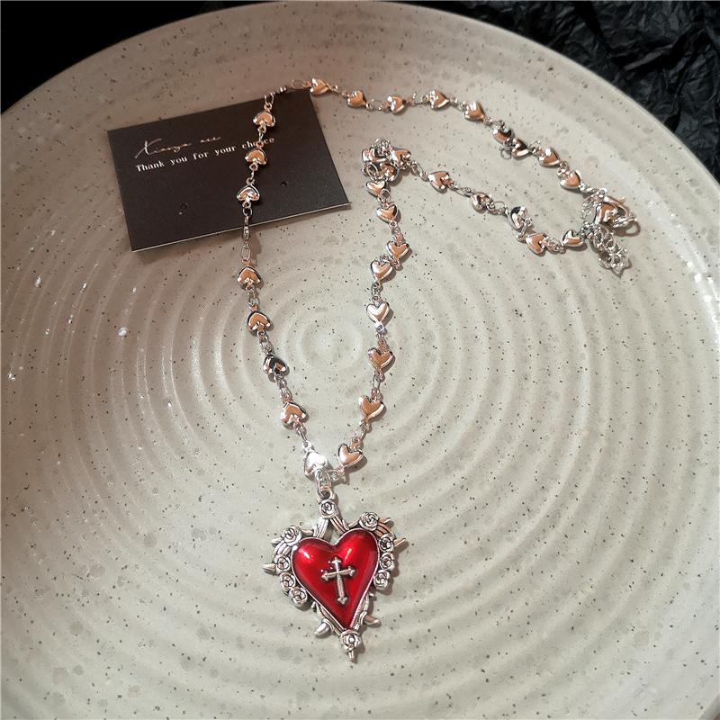 Gothic Rock Black Heart Pendant Love Chain Necklace For Women Men Y2K Personalized Halloween Charm Grunge Jewelry Accessories