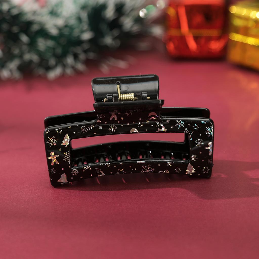 AWAYTR Christmas Pattern Hair Claws Acrylic Square Hair Clips Crab For Women Girl Gift Hair Accessories Festival Headwear