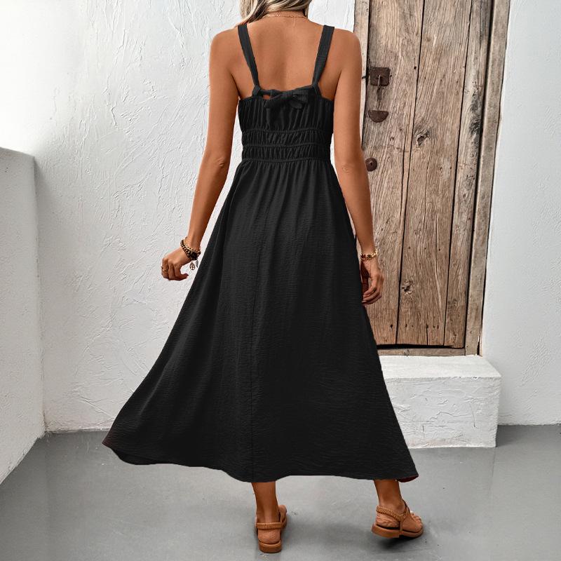 Europe And The United StatesTextured Skirt SummerSleeveless Slip Casual Pleated Dress