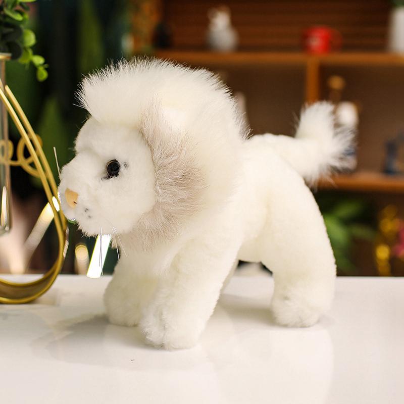 Artificial Lion Animals Yellow White Soft Dolls Throw Pillow Baby Children Sleep Appease Doll Room Decor Birthday Gift for Baby`