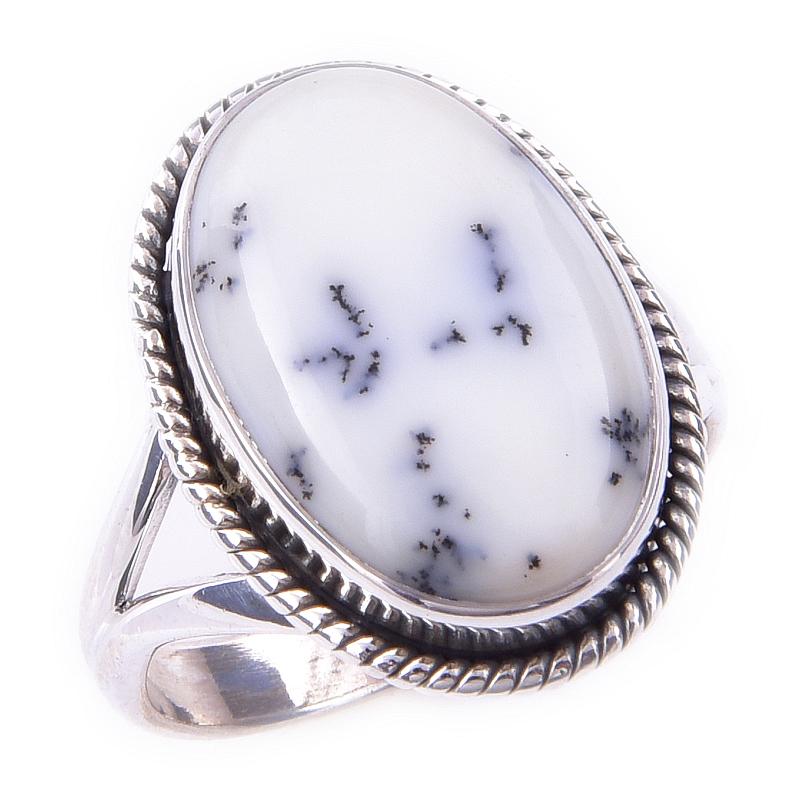 Natürlicher Dendrit Opal Edelstein Handgefertigt 925 Massiv Sterlingsilber Ring Gr.7 w2p32