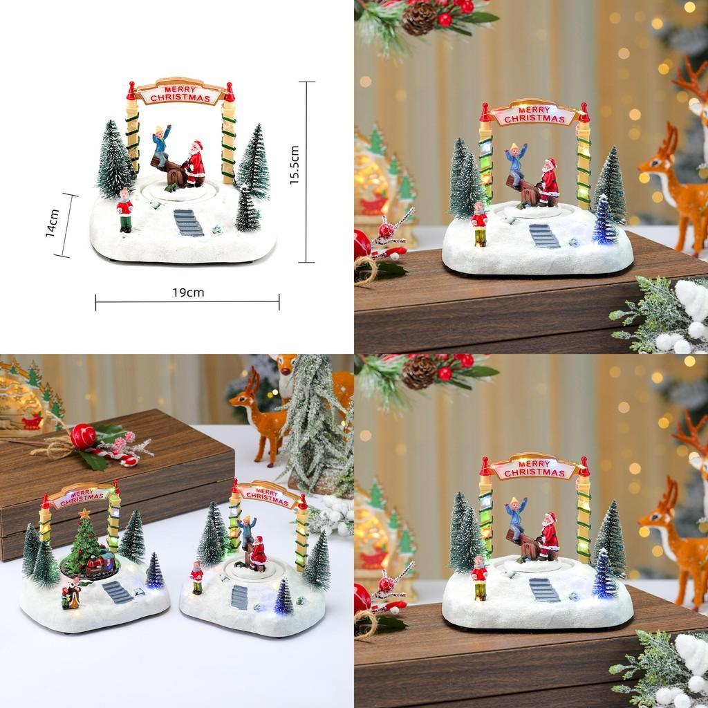 Harz-Drehwippen-Spieluhr Schneeszene Mit Weihnachtsdekoration Für Feiertagsgeschenke Und Schmuckpräsentation