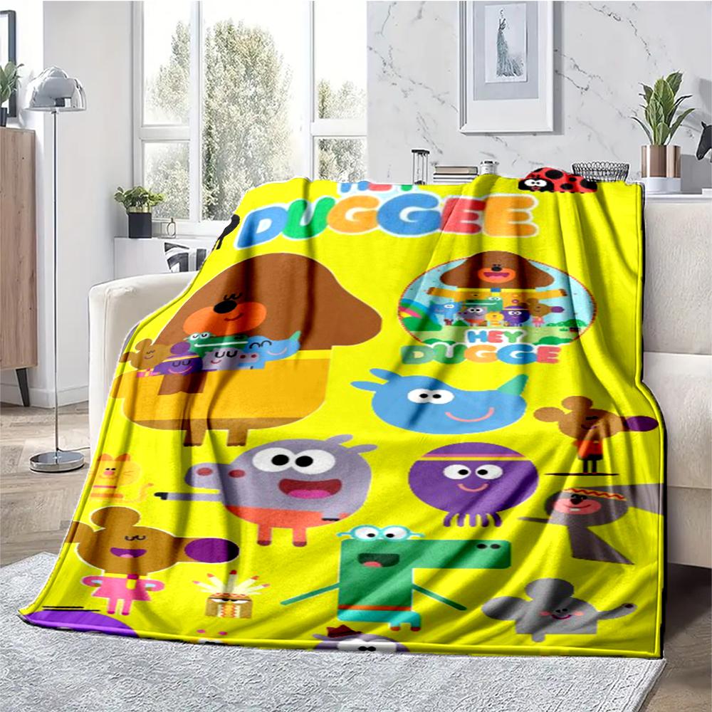 Hey Duggee Theme Printed Blanket - Perfect for Couch, Bed, Travel & Outdoor Use | Machine Washable, Cozy & Durable.