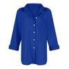 Camicia da Donna in Cotone e Lino Manica Lunga Collo a Revers Bottoni Camicia Colorata