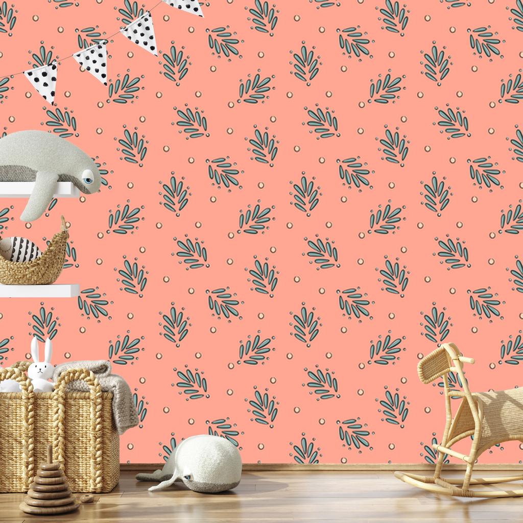 Wallpaper Small Flowers Coral, Peach and Orange 50x1000