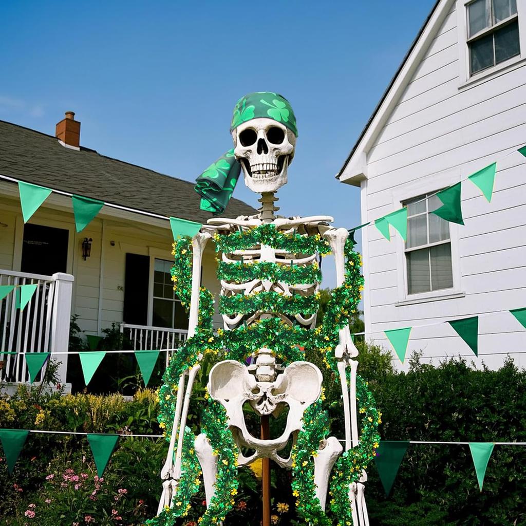 5 Pcs 12 ft Skeleton Accessories St. Patrick's Day Sculptures Giant Skeleton Accessories for Garden Lawn Outdoor St. Patrick's Day Statues Decoration