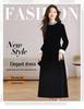 Hepburn Style Black Velvet Long Sleeve Dress - French High-End Autumn/Winter Women's Waist-Cinched Slimming Gown