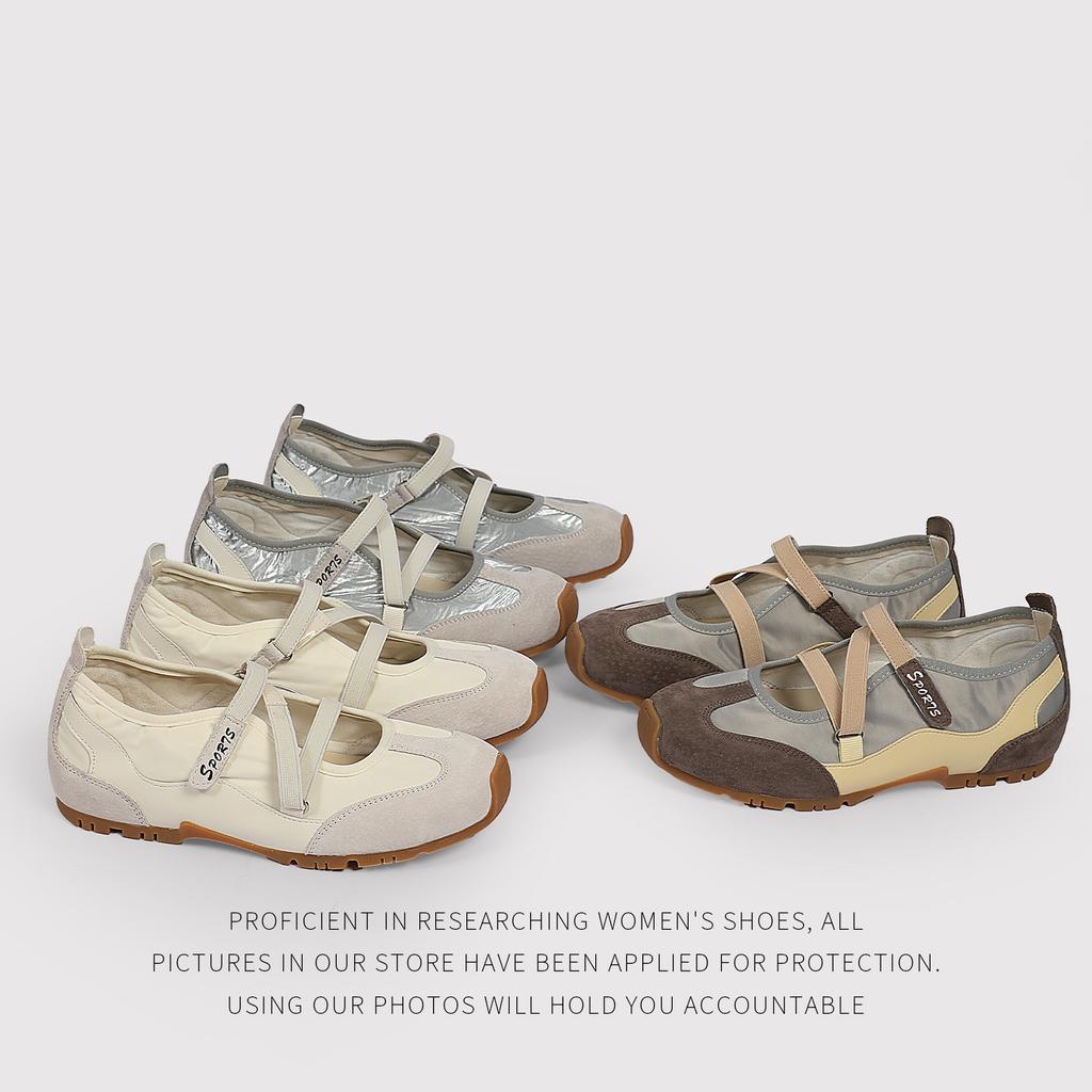 Retro Versatile Mary Jane Shoes Women'S Velcro FlatSoled Single Shoes Casual Sports Moral Training Shoes